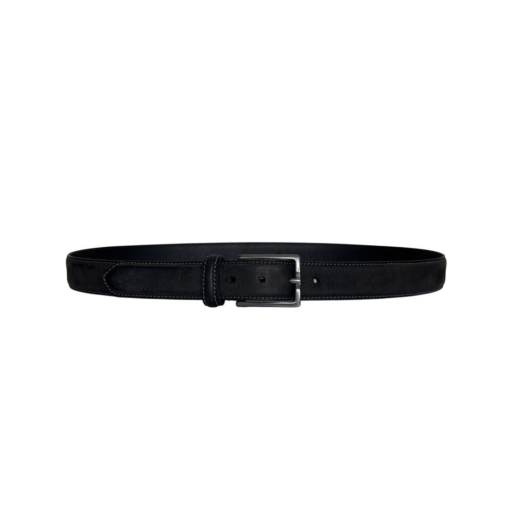 James Campbell Men’s Leather Belt Dark Gray Size 38 Silver Buckle